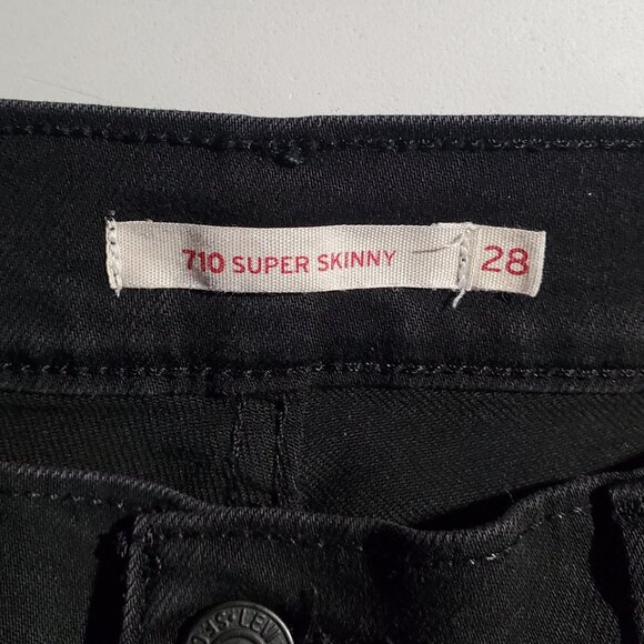 Levis 710 Super Skinny Black Jeans -raw hem - sz 28w - Picture 6 of 16